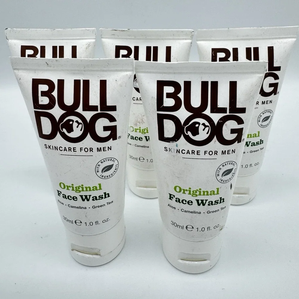 5 x Bulldog Face Wash 1oz Travel Size Original Aloe Camelina Mens Cleanser UK